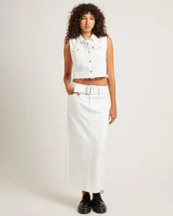 Billy Denim Maxi Skirt Vintage White