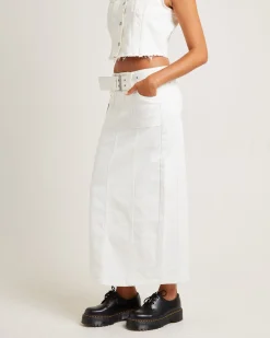 Billy Denim Maxi Skirt Vintage White