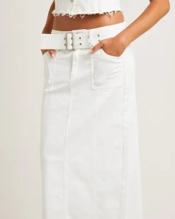 Billy Denim Maxi Skirt Vintage White