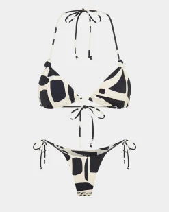 Bindi Contrast Knot Halter Bikini Set