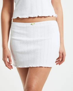 Bittersweet Pointelle Mini Skirt in White