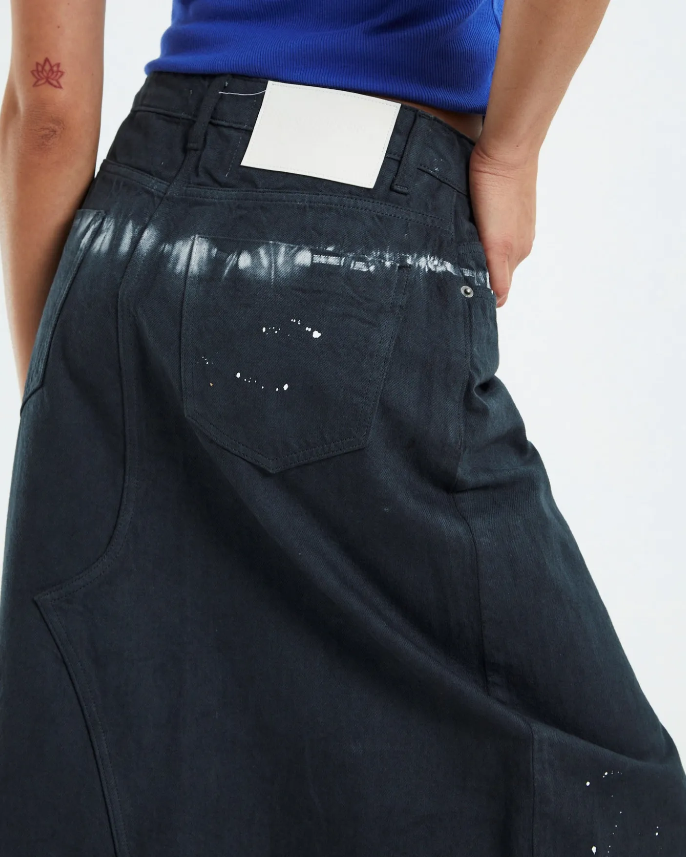 Black Magic Rocko Long Length Denim Skirt Black