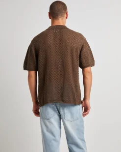 Blaxland Knit Short Sleeve Shirt in Brown