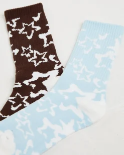 Bleached Star Socks 2 Pack in Multi