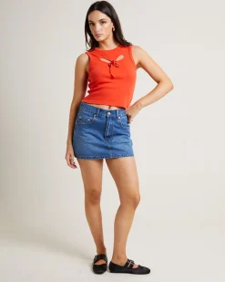 Blossom Cut Out Tank Top in Chilli Red