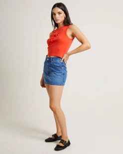 Blossom Cut Out Tank Top in Chilli Red