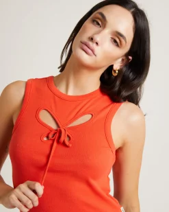 Blossom Cut Out Tank Top in Chilli Red