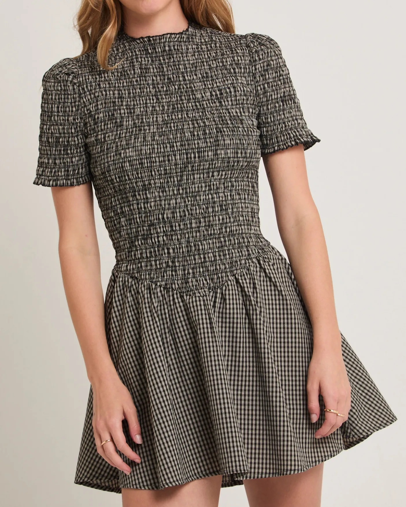 Bonnie Shirred Bubble Mini Dress