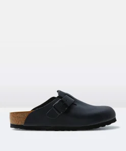 Boston Regular Smooth Leather Classic Footbed Sandals Black