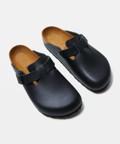 Boston Regular Smooth Leather Classic Footbed Sandals Black