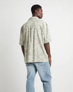 Bouquet Short Sleeve Shirt in Olive Floral Green