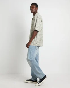 Bouquet Short Sleeve Shirt in Olive Floral Green