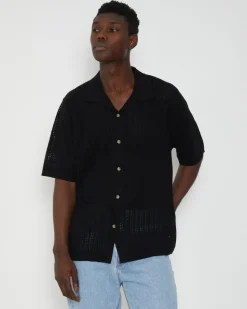 Bowler Knit Short Sleeve Shirt in Black