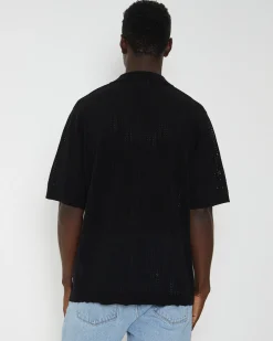 Bowler Knit Short Sleeve Shirt in Black