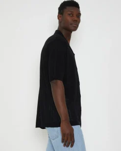 Bowler Knit Short Sleeve Shirt in Black