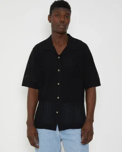 Bowler Knit Short Sleeve Shirt in Black