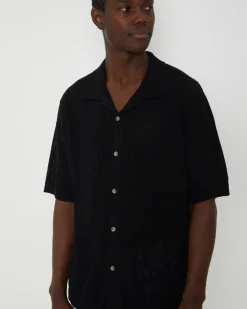 Bowler Knit Short Sleeve Shirt in Black