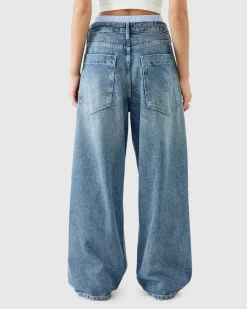 Boxer Waistband Wide Leg Denim Jeans