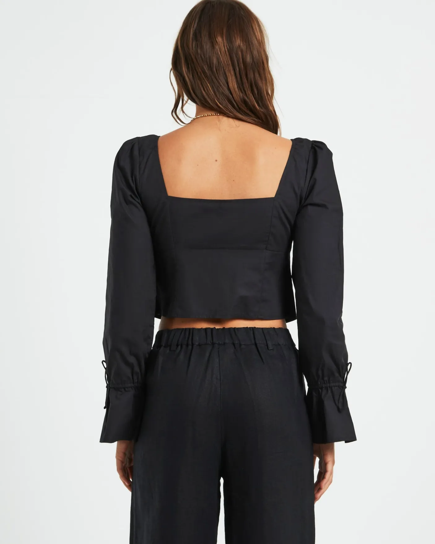 Bree Poplin Button Shirt in Black
