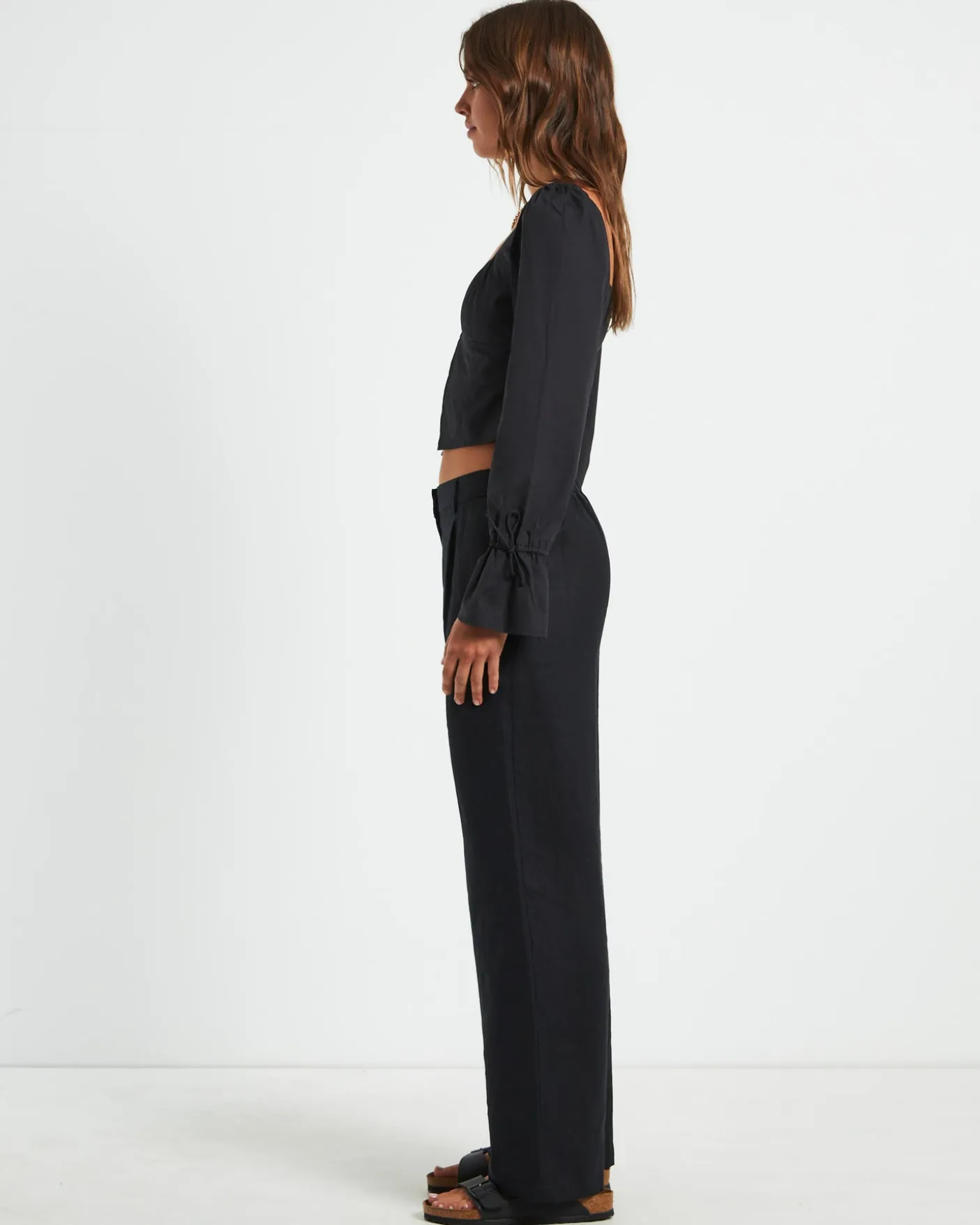 Bree Poplin Button Shirt in Black