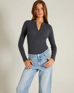 Button Front Long Sleeve Bodysuit