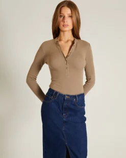 Button Front Long Sleeve Bodysuit