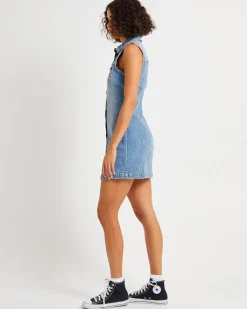 Button Up Denim Mini Dress Lula
