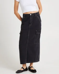 Cargo Midi Denim Skirt Throwback