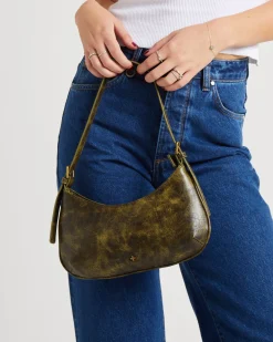 Cari Shoulder Bag Green Distressed