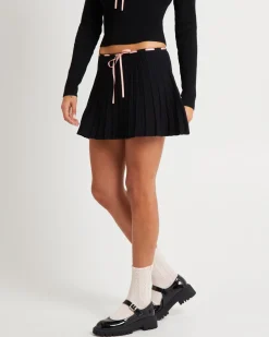 Cartia Laced Knit Kilt Mini Skirt