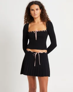 Cartia Laced Square Neck Knit Top