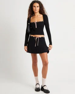 Cartia Laced Square Neck Knit Top