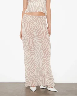 Cassie Low Rise Sheer Slip Skirt in Beige