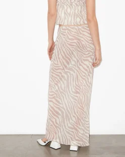 Cassie Low Rise Sheer Slip Skirt in Beige