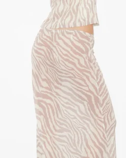 Cassie Low Rise Sheer Slip Skirt in Beige
