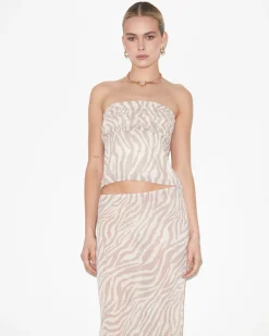 Cassie Ruched Corset Top in Beige