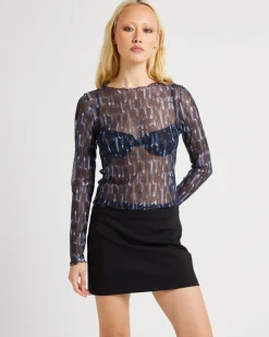 Chains Mesh Long Sleeve Top