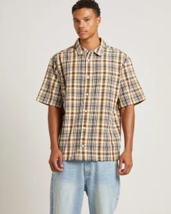 Check Out Recycled Short Sleeve Shirt in Moonbeam Check