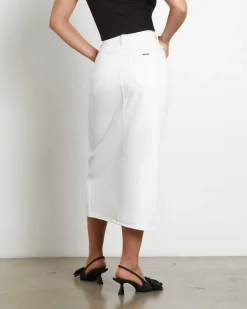 Chicago Denim Midi Skirt in White