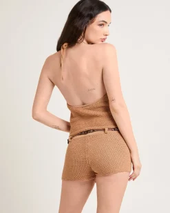 Clara Metallic Knit Halter Top