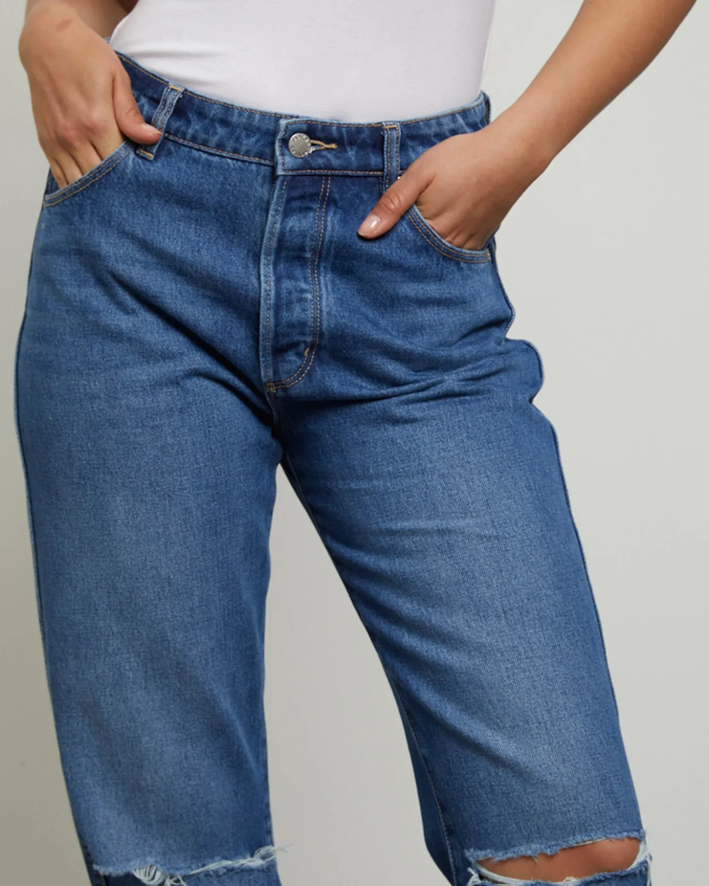 Classic Straight Ankle Denim Jeans Linda