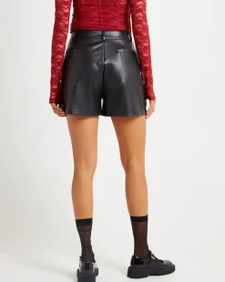 Cleo PU Tailored Shorts Black