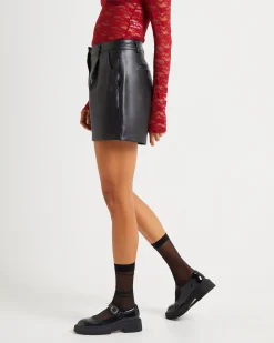 Cleo PU Tailored Shorts Black