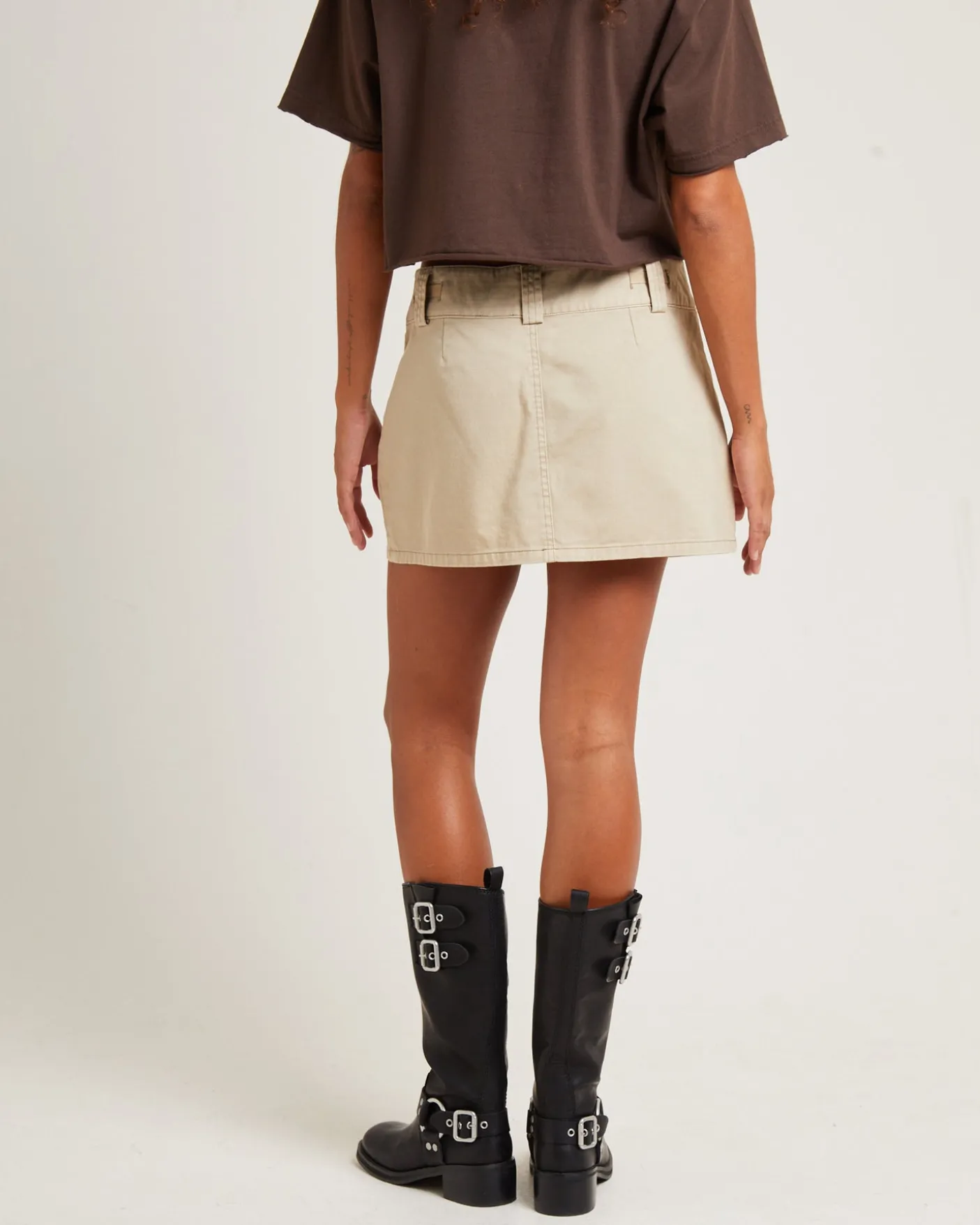 Codie Mid Rise Cargo Skirt Stone