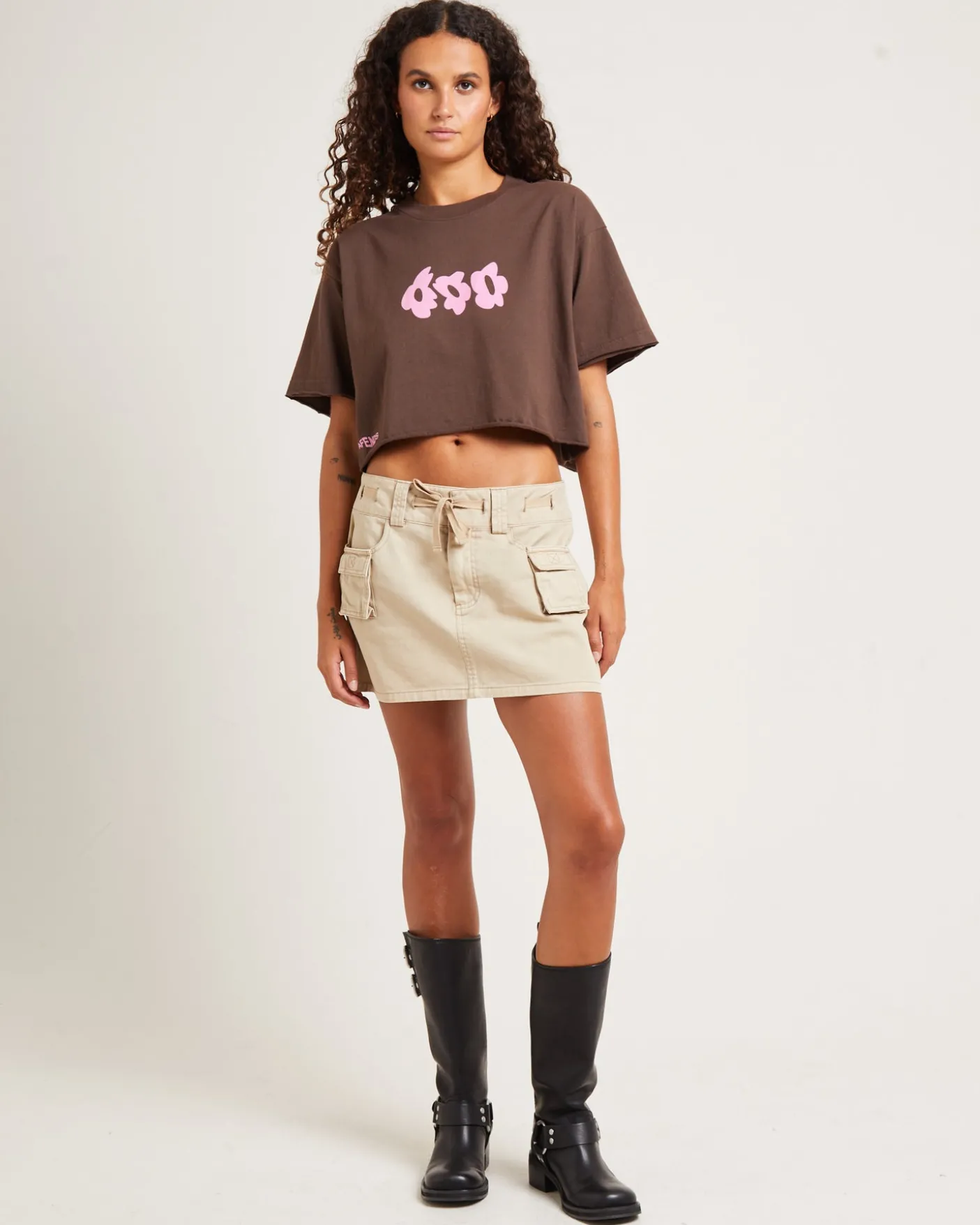 Codie Mid Rise Cargo Skirt Stone