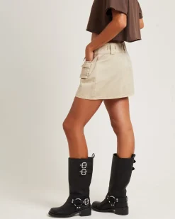 Codie Mid Rise Cargo Skirt Stone