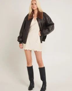 Cody Fur Trim Distressed PU Jacket