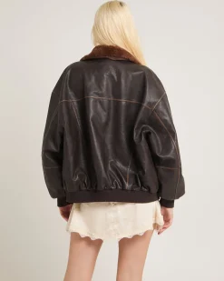 Cody Fur Trim Distressed PU Jacket