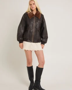 Cody Fur Trim Distressed PU Jacket