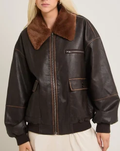 Cody Fur Trim Distressed PU Jacket
